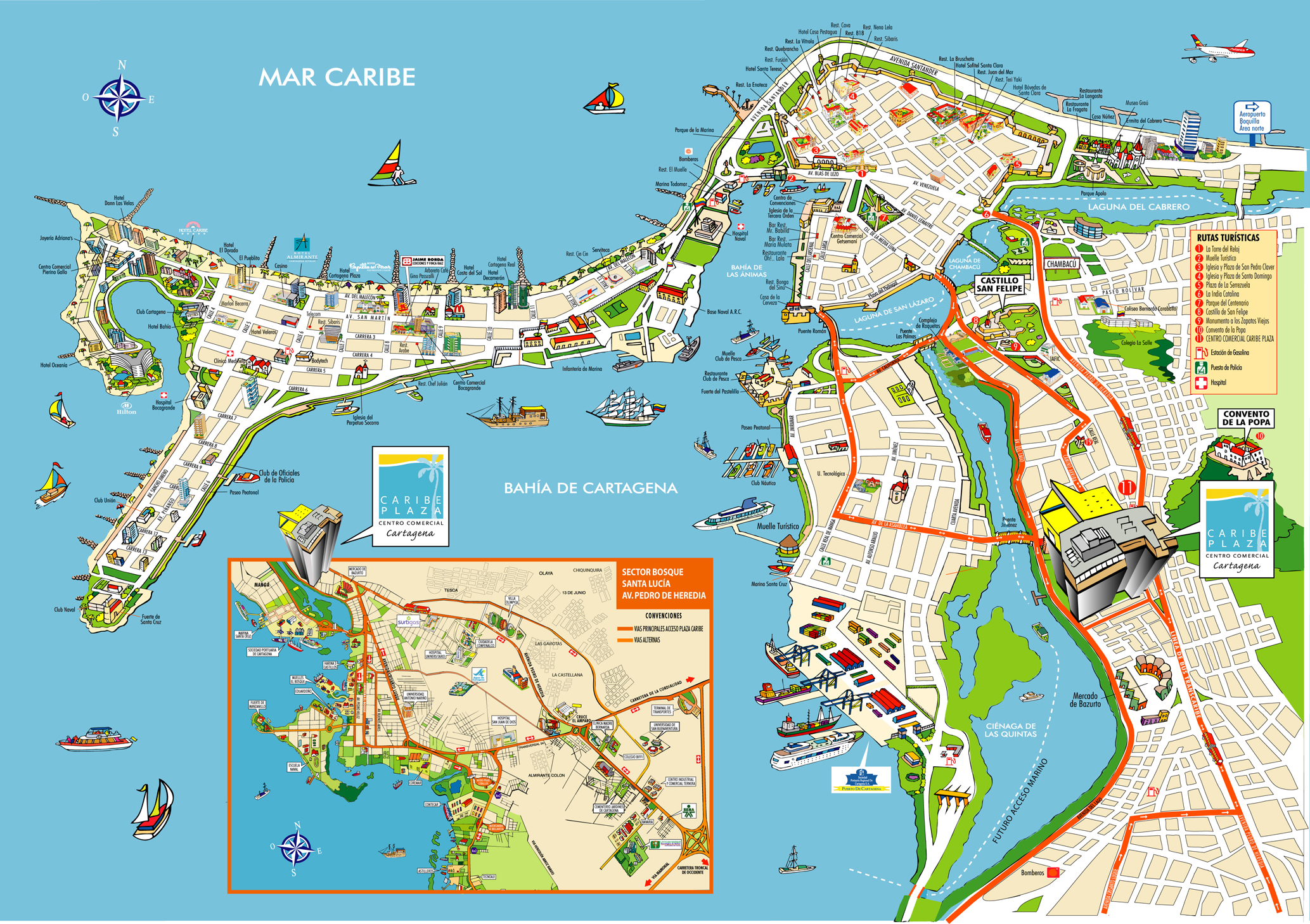 Cartagena Cartoon Map